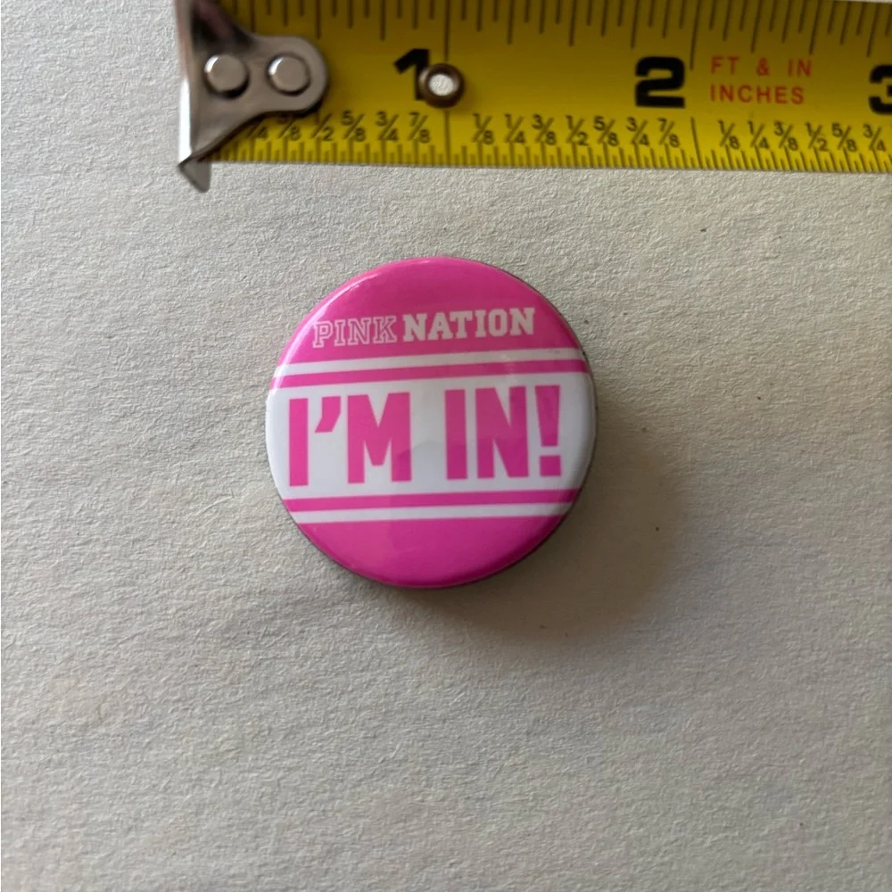 Pink nation round Party Button pin holiday gifts travel preppy school work group